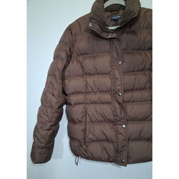 Lands end womens xl puffer down feather coat dark brown winter jacket chocolate - Picture 5 of 11